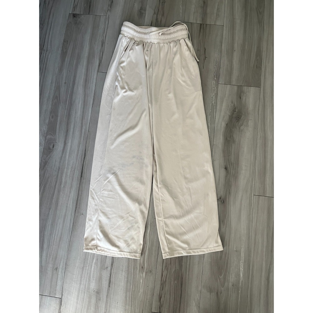 Free Air Ankle Pants‎ Womens Medium Beige Stretch Drawstring Wide Leg Casual